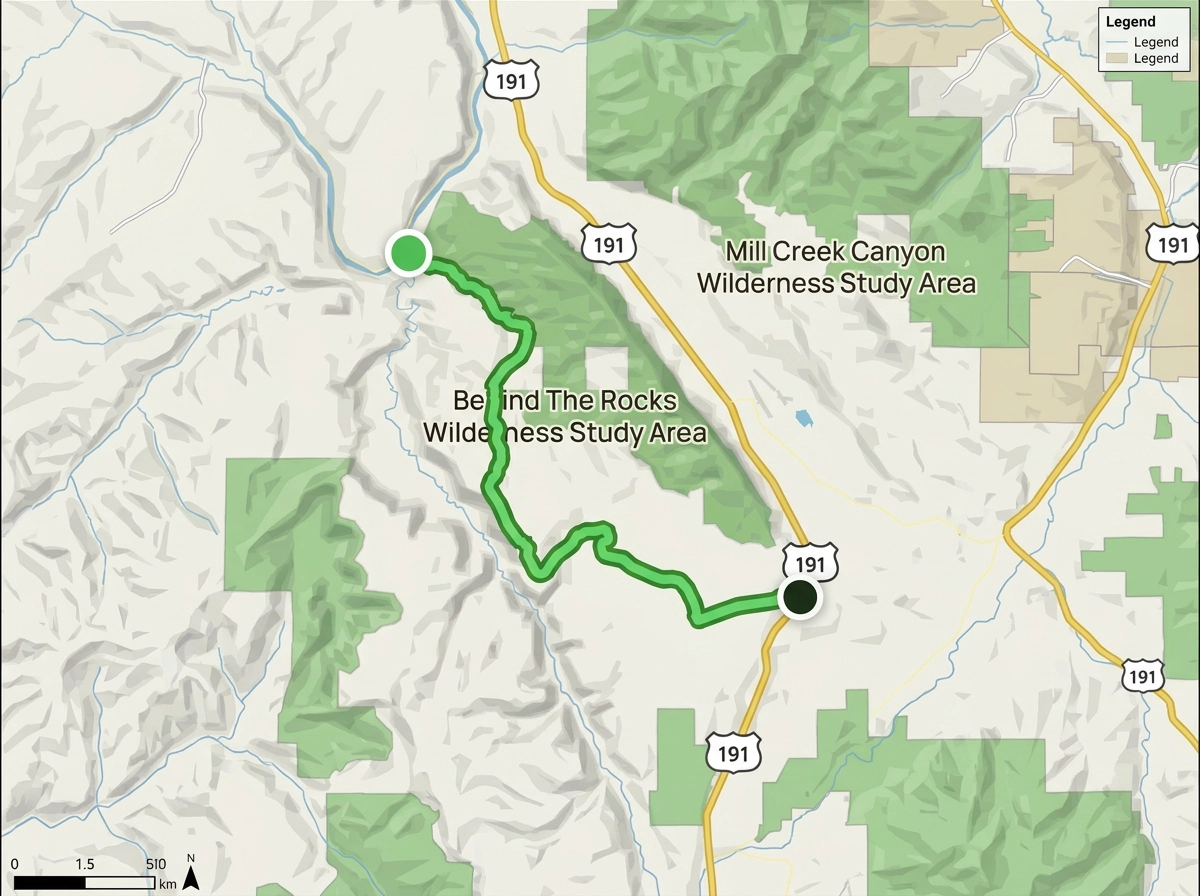 Route map for Pritchett Canyon