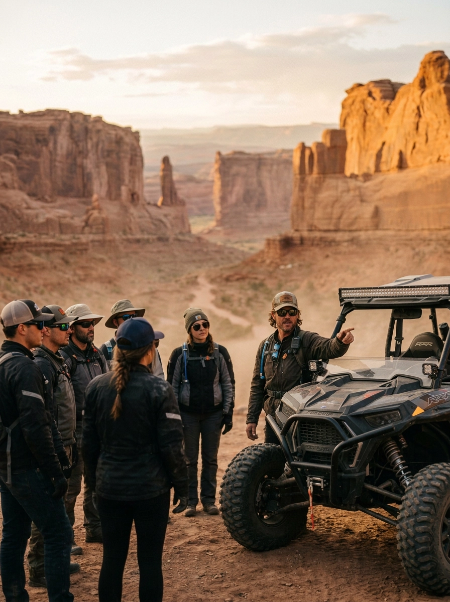 Ride leader briefing a group